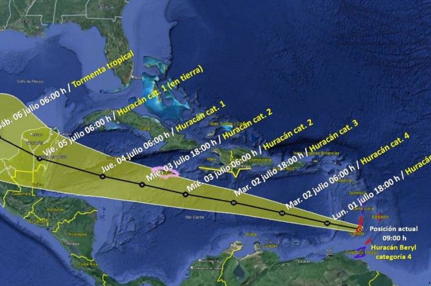 Beryl llegaría al sur de Tamaulipas como tormenta tropical durante el fin de semana