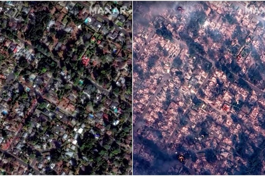 El antes y después de los incendios en Los Ángeles y California, satélites captan devastación