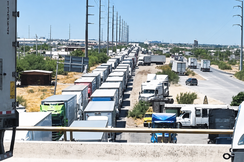 Agilizan cruce de transporte comercial en el Puente del Comercio Mundial